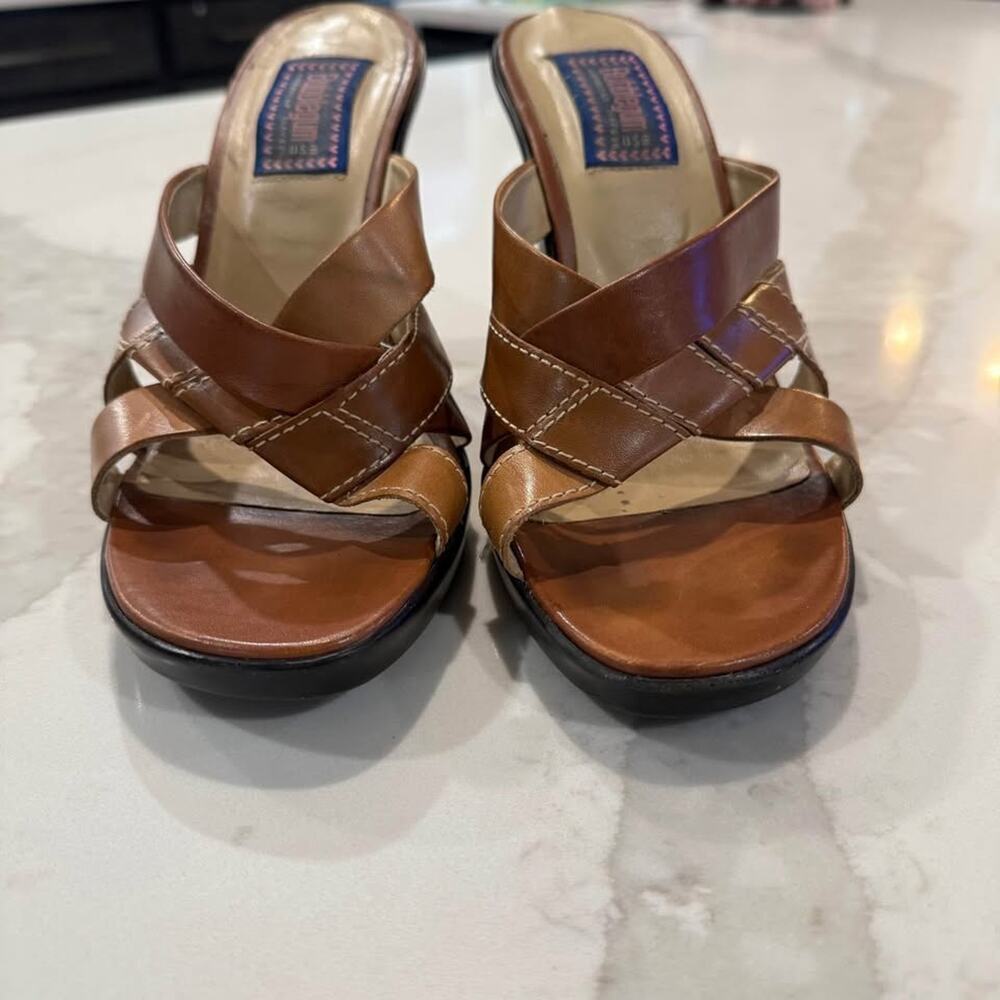 Vintage y2k 90’s Bubblegum Leather Platform Heeled Strappy Sandals Womens 8.5 - Picture 4 of 8